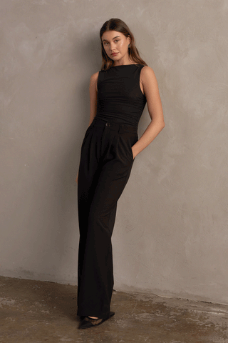 OLIVIA WIDE LEG PANT - BLACK