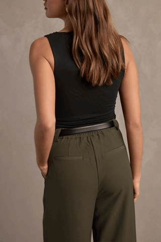 OLIVIA WIDE LEG PANT - OLIVE