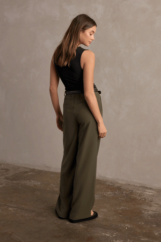 OLIVIA WIDE LEG PANT - OLIVE