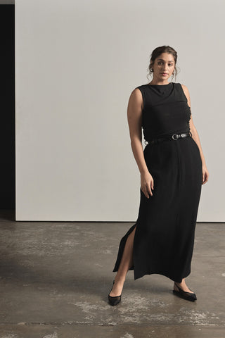 Amelia Linen Maxi Skirt - Black