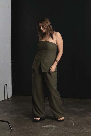 OLIVIA WIDE LEG PANT - OLIVE