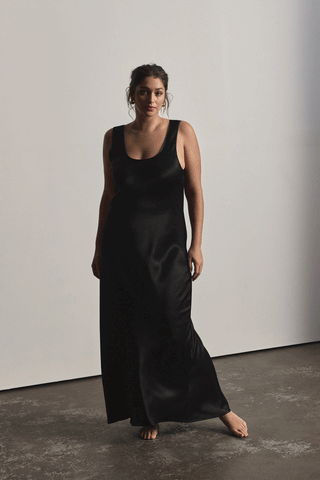 JONES SATIN MAXI DRESS - BLACK