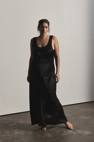 Jones Satin Maxi Dress - Black