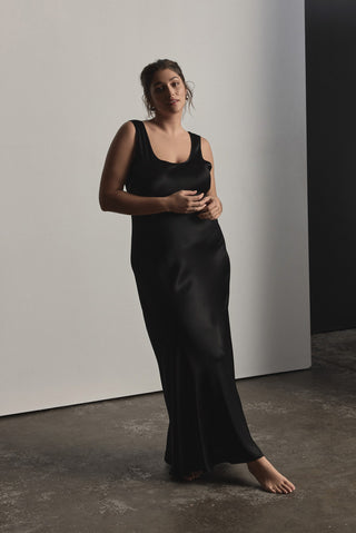 Jones Satin Maxi Dress - Black