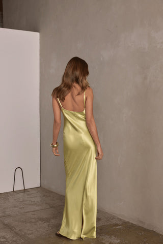 Carla Satin Slip Dress - Pistachio