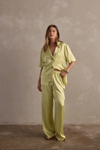 CARLA SATIN PANT - PISTACHIO