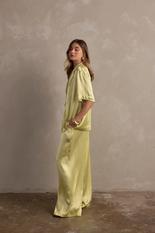 CARLA SATIN PANT - PISTACHIO