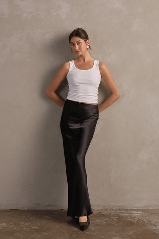 Jones Satin Maxi Skirt - Black