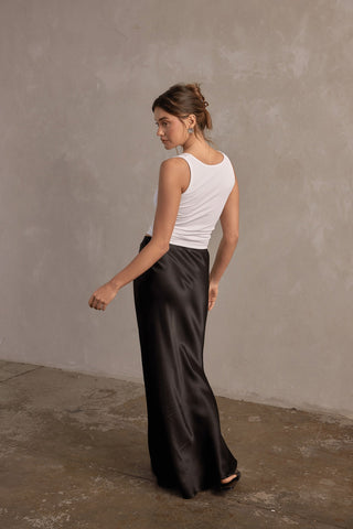 Jones Satin Maxi Skirt - Black