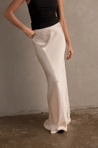 JONES SATIN MAXI SKIRT - CHAMPAGNE