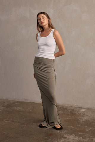 Charlotte Jersey Maxi Skirt - Olive