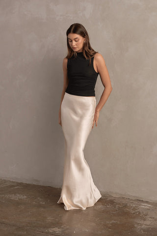 Jones Satin Maxi Skirt - Champagne