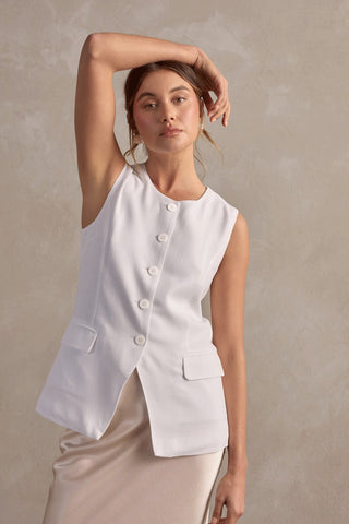 Amelia Linen Vest - White