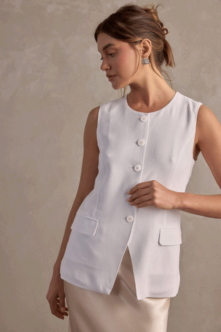 AMELIA LINEN VEST - WHITE