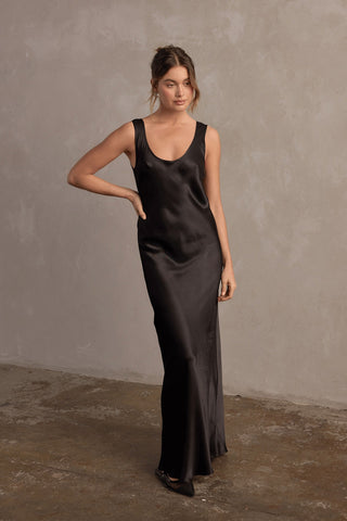 Jones Satin Maxi Dress - Black