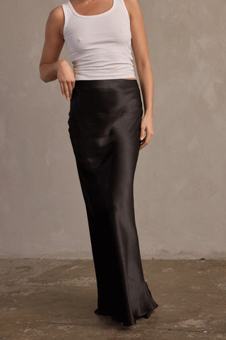 Jones Satin Maxi Skirt - Black