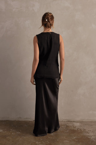 Amelia Linen Vest - Black