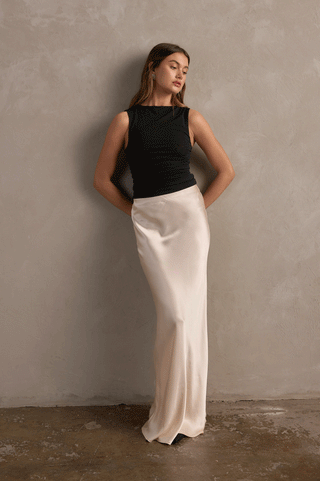 JONES SATIN MAXI SKIRT - CHAMPAGNE