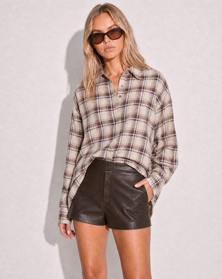 Stevie Vegan Leather Short - Dark Truffle