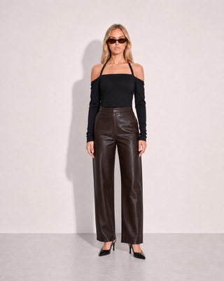 Winnie Vegan Leather Pant - Dark Truffle