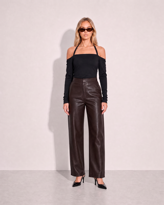 Winnie Vegan Leather Pant - Dark Truffle