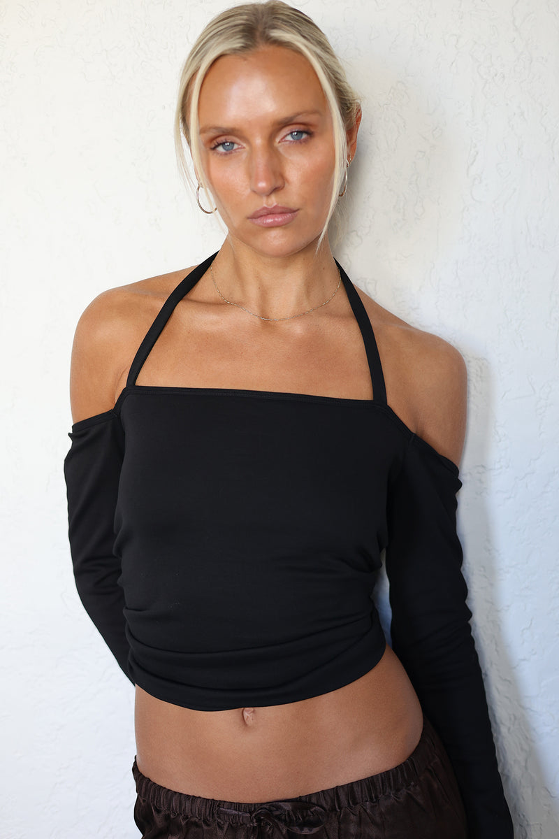 Eve LS Halter Top - Black