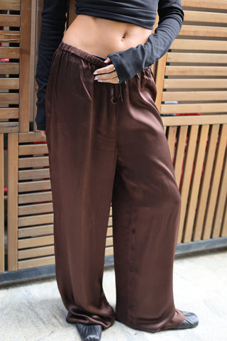 Jones Satin Pant  - Cocoa Bean