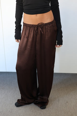 Jones Satin Pant  - Cocoa Bean