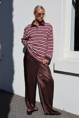 Jones Satin Pant  - Cocoa Bean