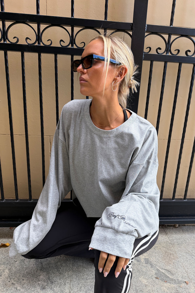 Logan Oversized LS Tee - Grey Marle