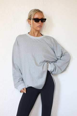 Logan Oversized LS Tee - Grey Marle