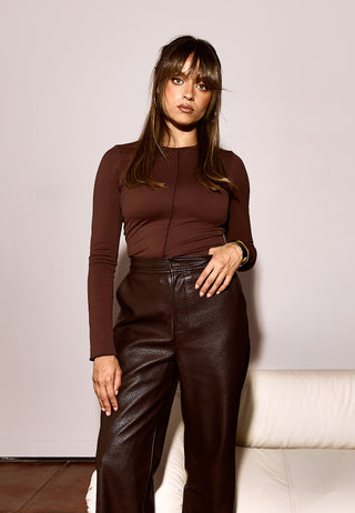 Nia Longsleeve Top - Dark Truffle