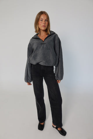 RAEF Quarter Zip Polar Fleece - Charcoal Marle