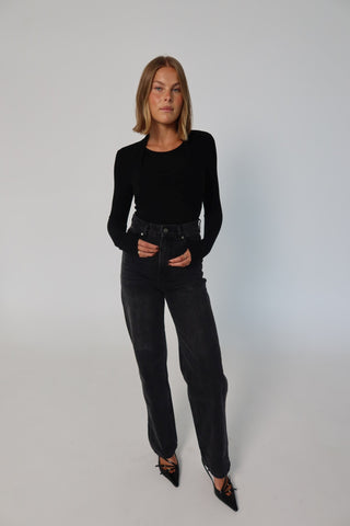Romy High Rise Jean - Washed Black