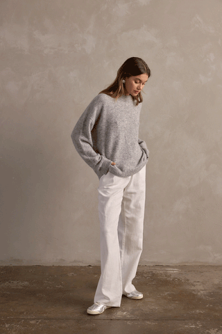 AMELIA KNIT PULLOVER - GREY MARLE